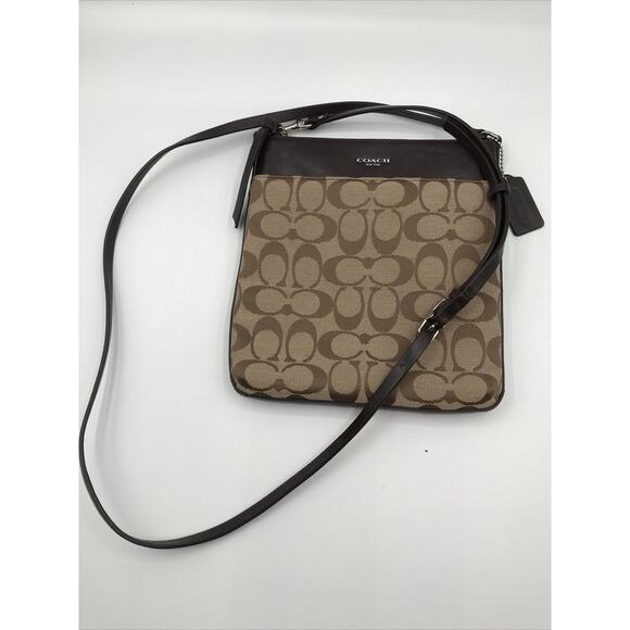 Coach Logo Messenger Crossbody Bag, Brown and Tan, Sz: OS, 21-10 - Picture 1 of 11